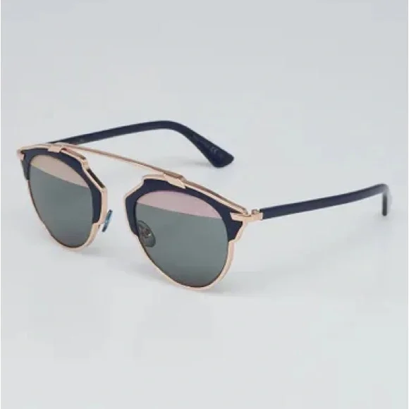 CHRISTIAN DIOR Navy Blue Acetate So Real Brow Bar Sunglasses